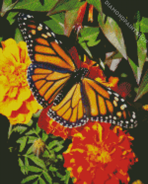 Marigolds With Butterfly Diamond Paintings