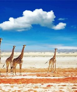 Giraffes On Beach Diamond Paintings