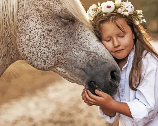 Girl With Horse Diamond Paintings