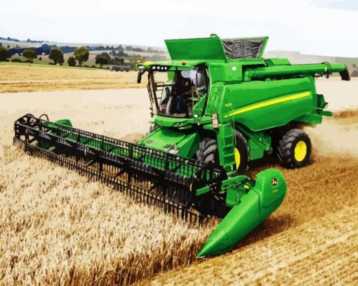 Combine Harvester In Field Diamond Paintings