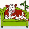 Cow In A Sofa Diamond Paintings