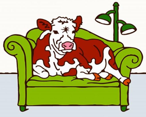 Cow In A Sofa Diamond Paintings