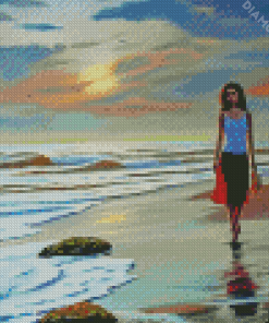 Girl On Beach Diamond Paintings