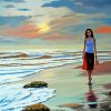 Girl On Beach Diamond Paintings