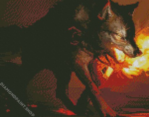 Fire Wolf Art Diamond Paintings