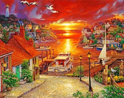 Fishing Village Art Diamond Paintings