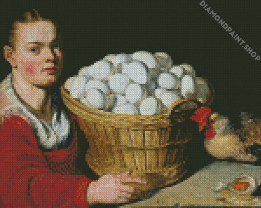 Girl With Eggs Diamond Paintings