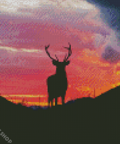 Highland Stag Silhouette Diamond Paintings