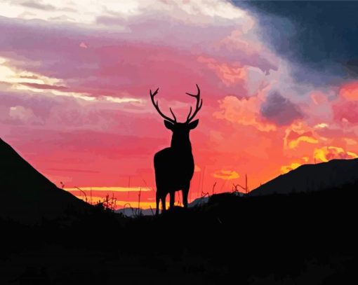 Highland Stag Silhouette Diamond Paintings