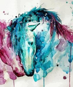 Pink And Blue Horses Diamond Paintings