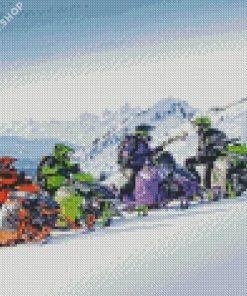 Snowmobile Riders Diamond Paintings