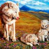 Wolf And Puppies Diamond Paintings