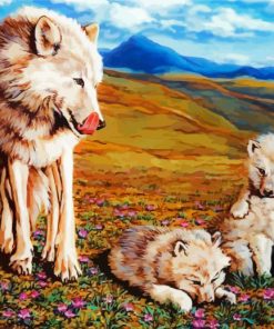 Wolf And Puppies Diamond Paintings