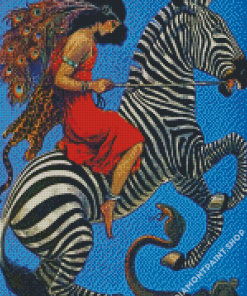 Woman Riding Zebra Art Diamond Paintings