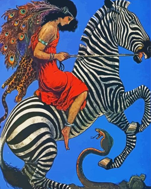 Woman Riding Zebra Art Diamond Paintings