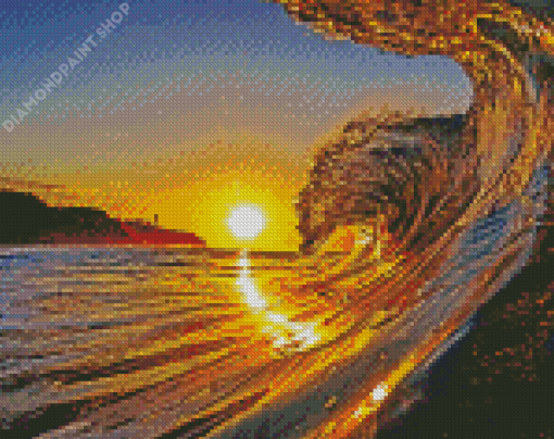 Beach And Waves Sunset Diamond Paintings