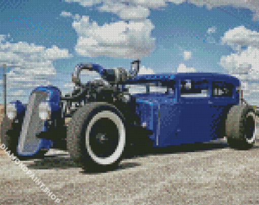 Blue Hot Rod Diamond Paintings