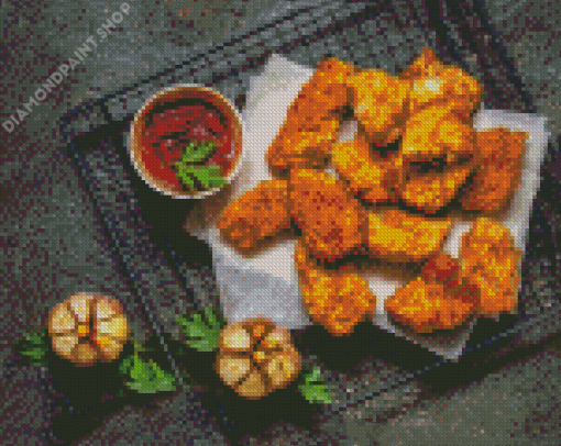 Tasty Chicken With Nugget Diamond Paintings