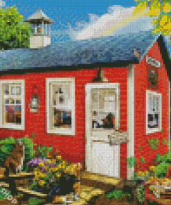 Red Schoolhouse Diamond Paintings