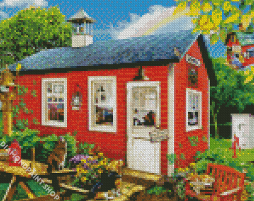 Red Schoolhouse Diamond Paintings