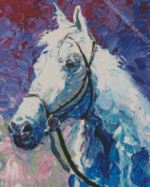 White Impressionist Horse Diamond Paintings