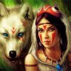 Woman And Wolf Diamond Paintings