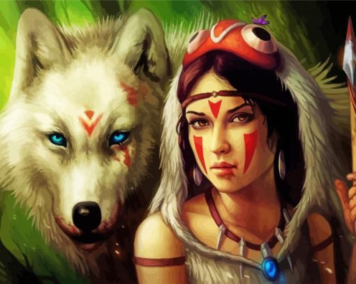 Woman And Wolf Diamond Paintings