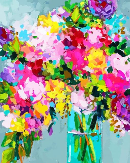 Abstract Flowers In Vase Diamond Paintings