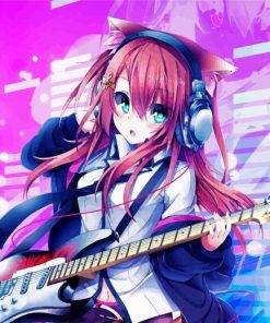 Anime Girl With Electric Guitar Diamond Paintings