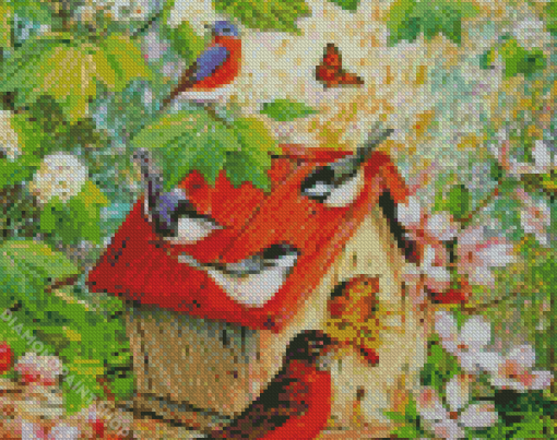 Birds And Flowers Diamond Paintings