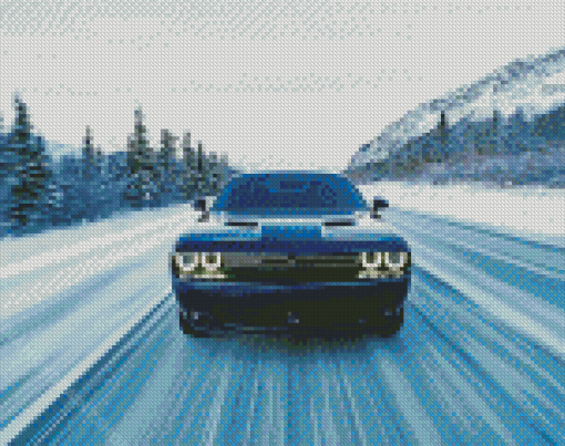 Blue Challenger Car Diamond Paintings