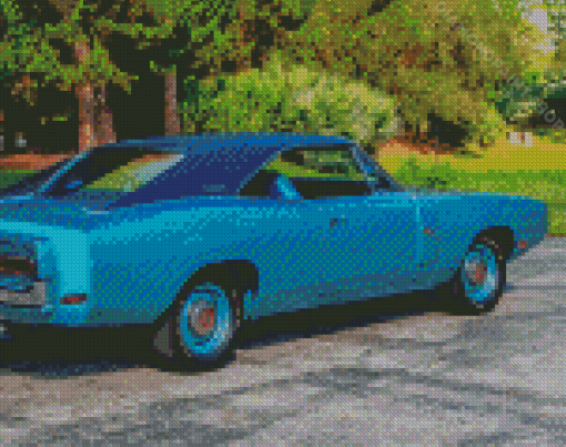 Blue Dodge Charger Car Diamond Paintings