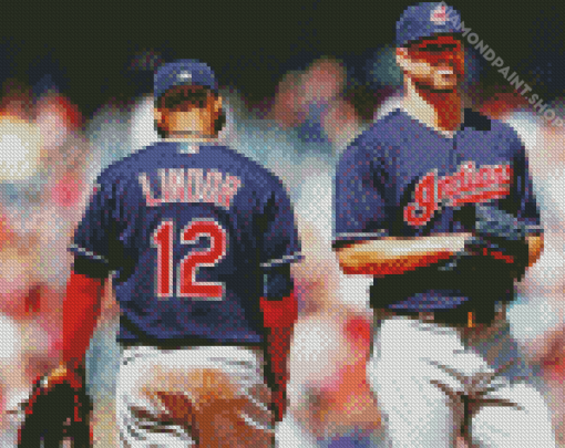 Cleveland Indians Players Diamond By Paintings