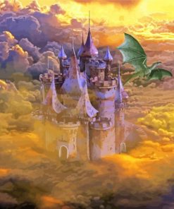 Fantasy Dragon And Castle Diamond Paintings