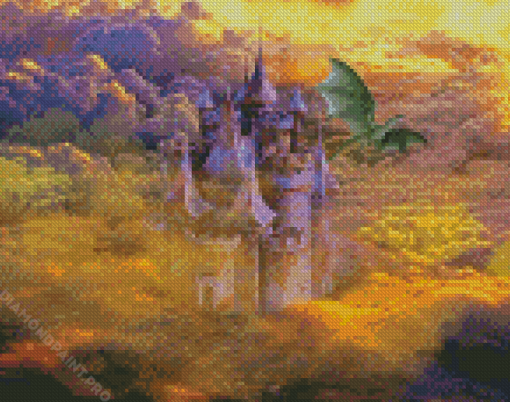 Fantasy Dragon And Castle Diamond Paintings