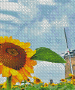 Dutch Windmill And Sunflower Diamond Paintings