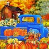 Fall With Blue Truck Diamond Paintings