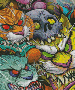 Fantasy Tigers And Skull Diamond Paintings