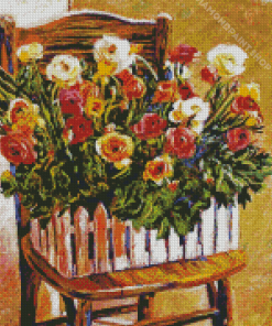 Flowers On Chair Diamond Paintings