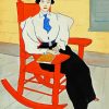 Girl On Rocking Chair Diamond Paintings