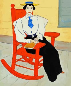 Girl On Rocking Chair Diamond Paintings