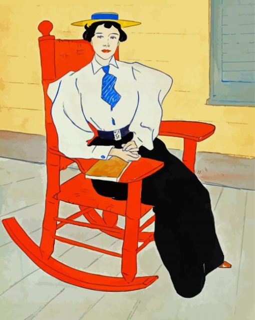 Girl On Rocking Chair Diamond Paintings