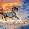 Grey Horse In Water Diamond Paintings