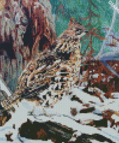 Ruffed Grouse In Snow Diamond Paintings