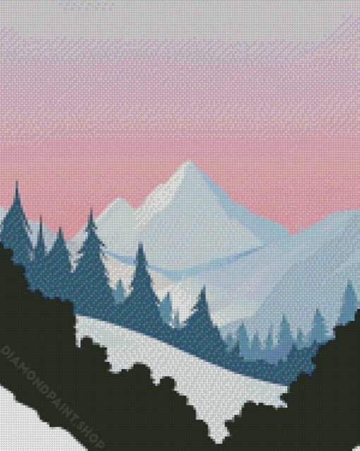 Illustration Mountains Diamond Paintings