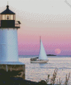 Lighthouse And Sailboat Art Diamond Paintings