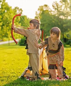 Native American Children Diamond By Paintings