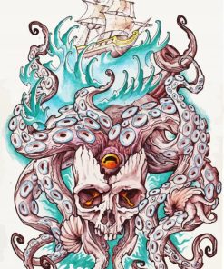 Aesthetic Octubus Skull Diamond Paintings