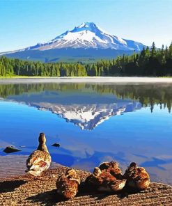 Oregon Mountains Lake Diamond Paintings