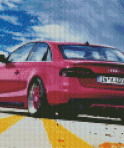 Pink Audi A4 Car Diamond Paintings